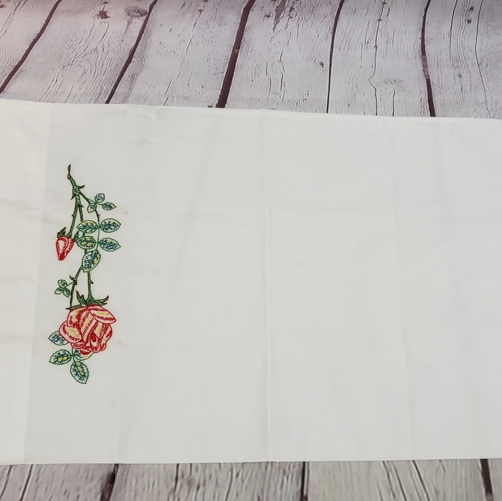 Vintage Embroidered Rose Pillow Cases